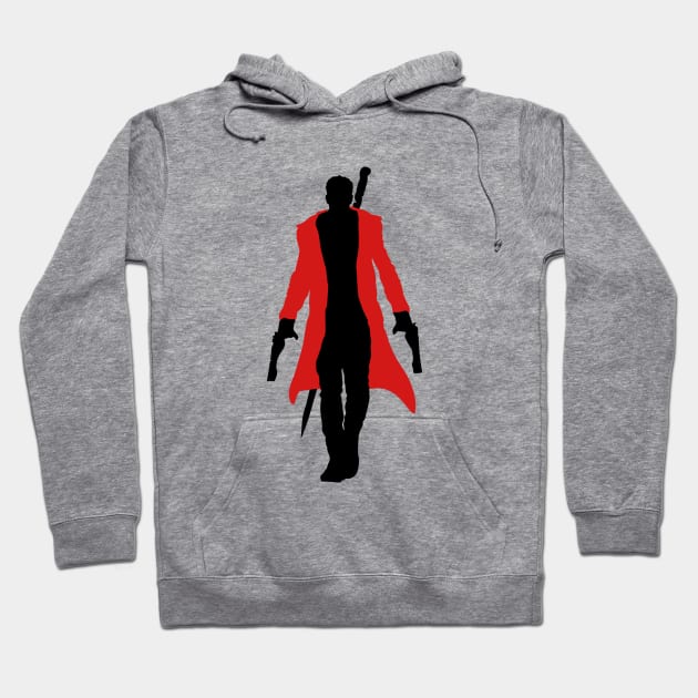 Dante Guns Red Coat Silhouette Hoodie by AnotherOne